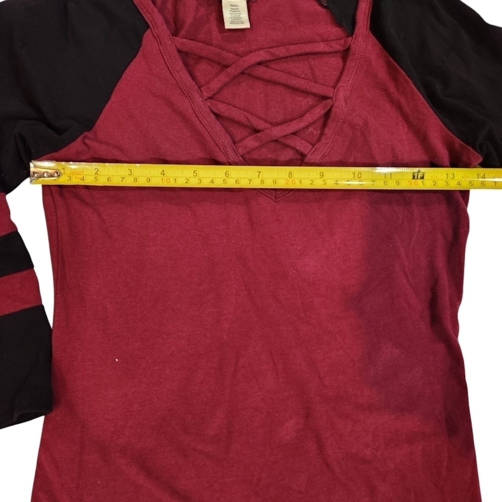 Bozzolo Womens ¾ Length Sleeve Burgundy Black Sporty Striped Dress Tunic Size S - Picture 3 of 7